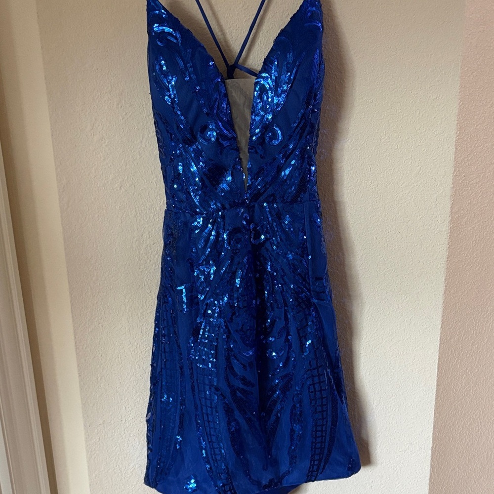 Elegant Sapphire Sequin Mini Dress